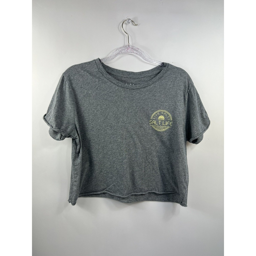 Salt Life Live Salty T-Shirt Women's Size L Gray‎ Graphics Cropped